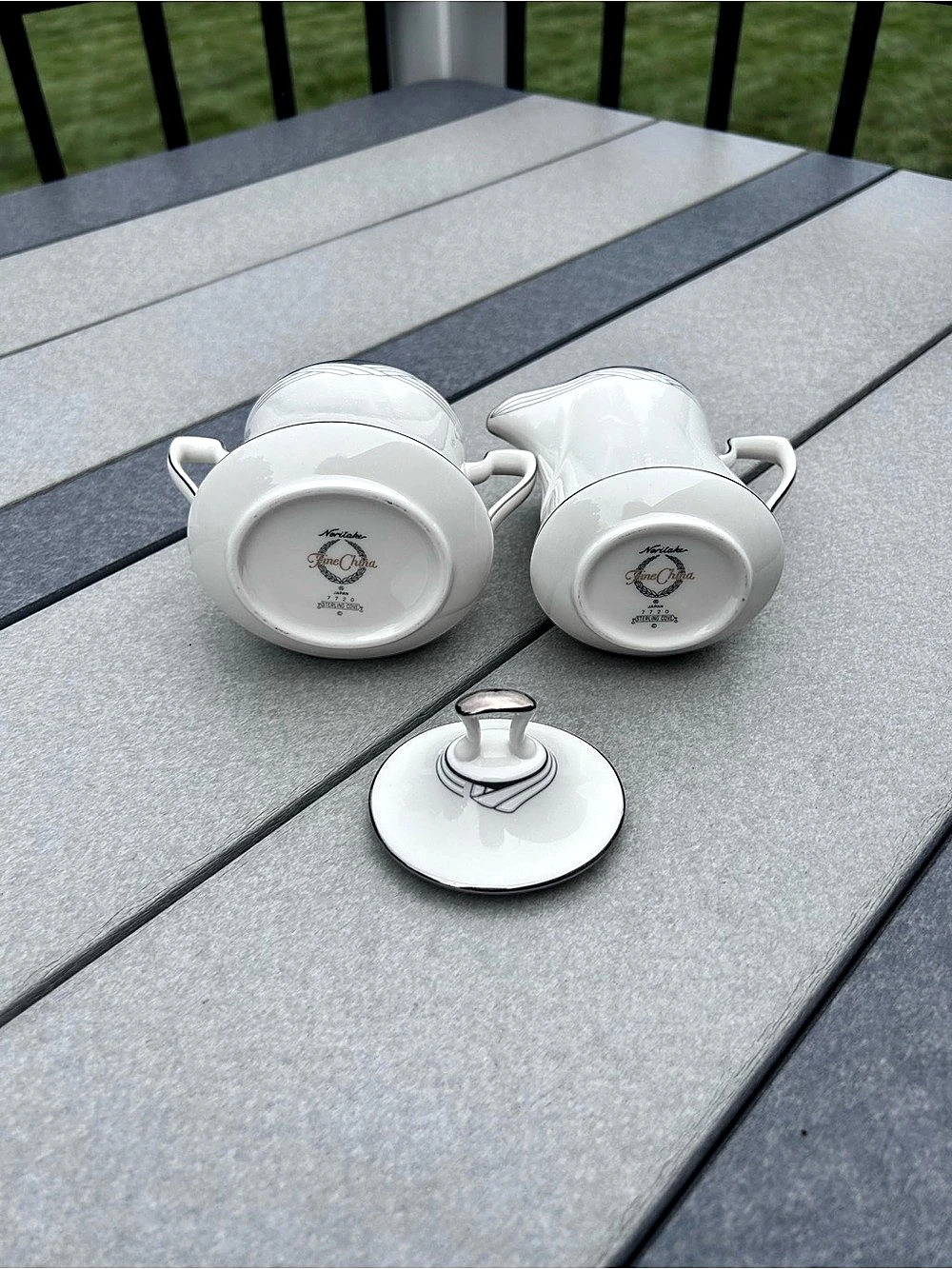 VINTAGE NORITAKE Sterling Cove Creamer & Sugar Set Fine China Retired LIKE New - Picture 8 of 10